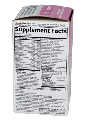 Garden of Life RAW Probiotics Women 50 & Wiser — Probiotics, Women's Health - Back
