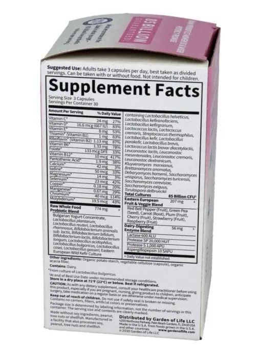Garden of Life RAW Probiotics Women 50 & Wiser — Probiotics, Women's Health - Back