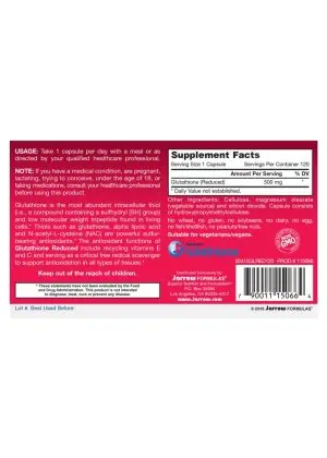 Jarrow Formulas Glutathione Reduced -- antioxidant, intracellular support - Back
