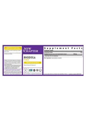 New Chapter Rhodiola Force(TM) -- Rhodiola rosea, herbal supplement - Back