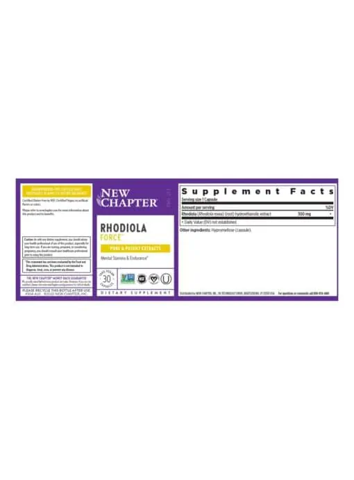 New Chapter Rhodiola Force(TM) -- Rhodiola rosea, herbal supplement - Back