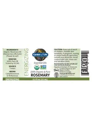 Garden of Life Rosemary Essential Oil — Organic Rosemary Oil, Energizing - Back