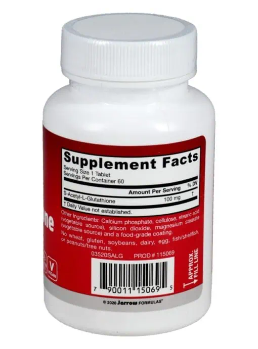 Jarrow Formulas S-Acetyl L-Glutathione 100mg -- antioxidant, intracellular support - Back