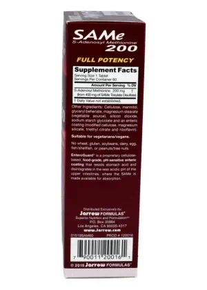 Jarrow Formulas SAMe 200 -- SAMe supplement, mood support - Back