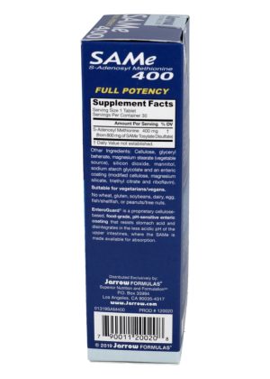 Jarrow Formulas SAM-e 400mg -- joint support, mood enhancement - Back