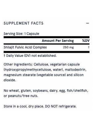Jarrow Formulas Shilajit Fulvic Acid Complex -- energy support, vegan supplement - Back