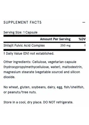 Jarrow Formulas Shilajit Fulvic Acid Complex -- energy support, vegan supplement - Back