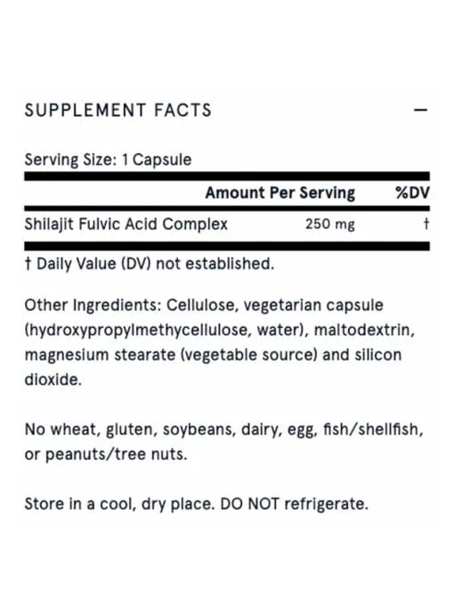 Jarrow Formulas Shilajit Fulvic Acid Complex -- energy support, vegan supplement - Back