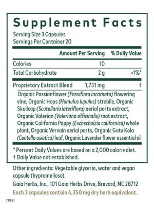 Gaia Herbs Sleep Formula — Herbal Sleep Aid, Relaxation Support - Back