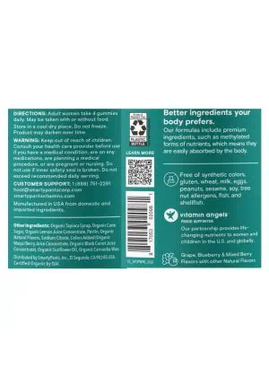 SmartyPants Organic Prenatal plus Multi & Omegas -- prenatal vitamins, organic gummies - Back