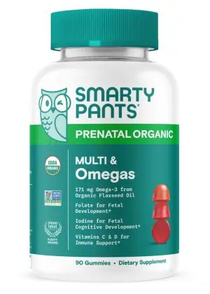 SmartyPants Organic Prenatal plus Multi & Omegas -- prenatal vitamins, organic gummies