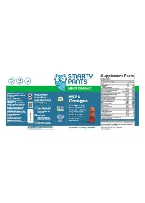 SmartyPants Vitamins SmartyPants Organics Men's Complete -- multivitamin gummies, organic ingredients - Back