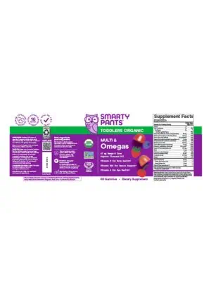 SmartyPants Organics Toddler Formula -- toddler vitamins, organic gummies - Back
