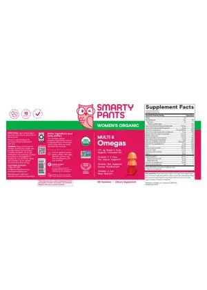 SmartyPants Vitamins SmartyPants Organics Women's Complete -- women's vitamins, organic gummies - Back