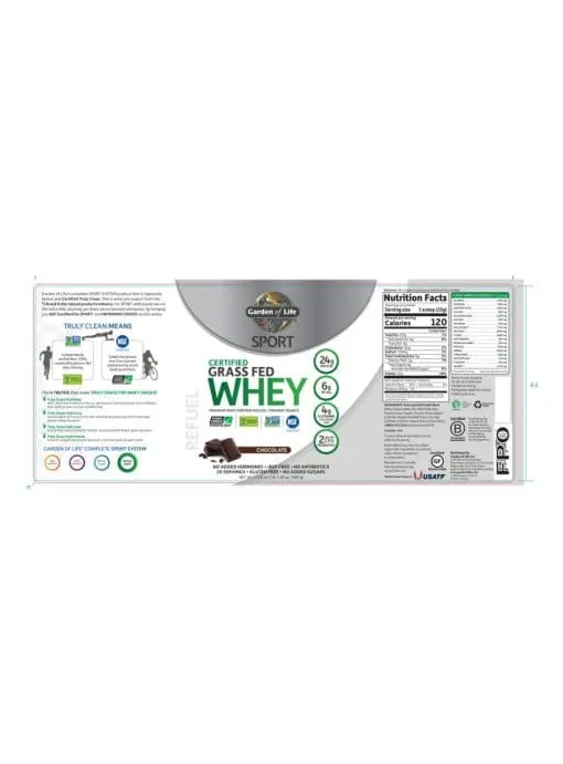 Garden of Life SPORT Grass Fed Whey Protein - Chocolate -- protein powder, grass fed - Back