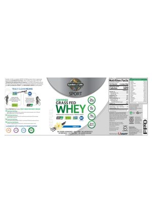 Garden of Life SPORT Grass Fed Whey Protein - Vanilla, protein supplement, grass fed - Back