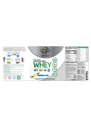 Garden of Life SPORT Grass Fed Whey Protein - Vanilla, protein supplement, grass fed - Back