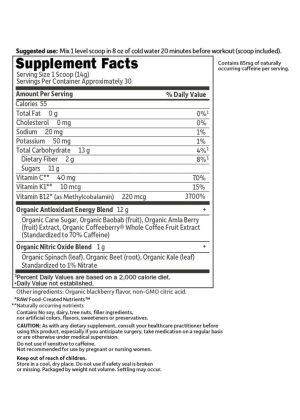 Garden of Life SPORT Organic Pre-Workout Energy + Focus Blackberry -- pre-workout energy, organic focus - Back