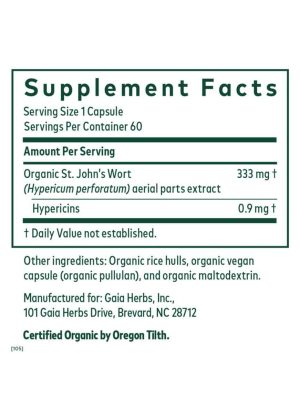 Gaia Herbs St. John's Wort — Mood Support, Immune Support - Back