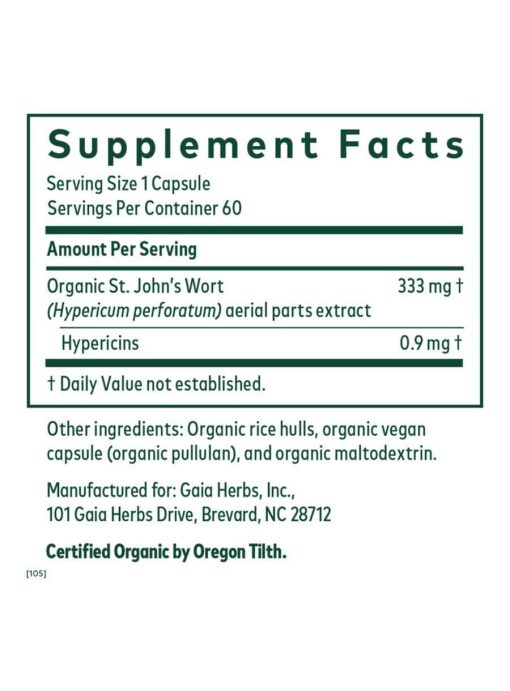Gaia Herbs St. John's Wort — Mood Support, Immune Support - Back