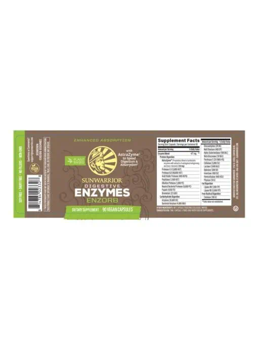 Sunwarrior Enzorb Digestive Enzymes -- digestive enzymes, plant-based supplement - Back