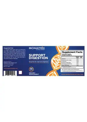 Biomatrix Support Digestion -- digestive enzymes, gut health - Back