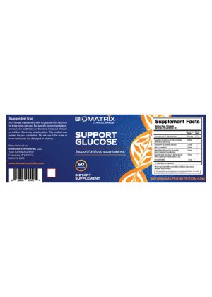 Biomatrix Support Glucose -- blood sugar support, glucose management - Back