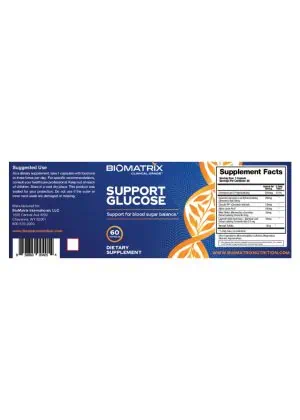 Biomatrix Support Glucose -- blood sugar support, glucose management - Back