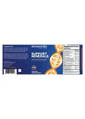 Biomatrix Support Minerals -- essential minerals, trace minerals - Back