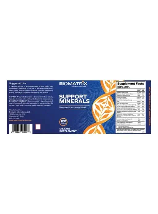 Biomatrix Support Minerals -- essential minerals, trace minerals - Back