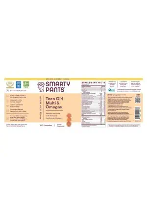 SmartyPants Vitamins Teen Girl Formula -- multivitamin for teens, omega-3 support - Back