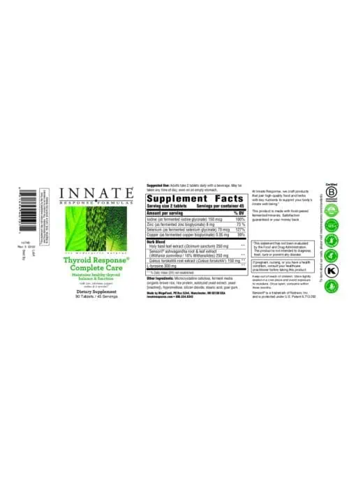 Innate Response Thyroid Response(R) Complete Care -- thyroid support, healthy thyroid function - Back