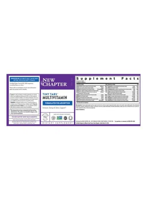New Chapter Tiny Tabs(TM) Multivitamin -- whole-food multivitamin, easy to swallow - Back