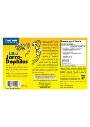 Jarrow Formulas Ultra Jarro-Dophilus -- probiotic supplement, gut health - Back
