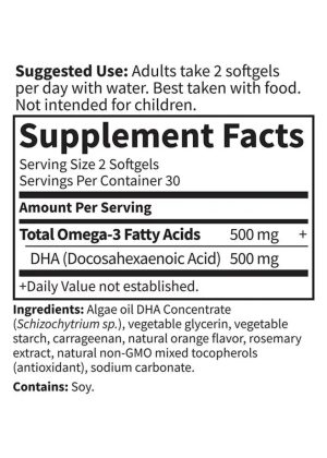 Garden of Life Vegan DHA -- vegan omega-3, algae oil - Back