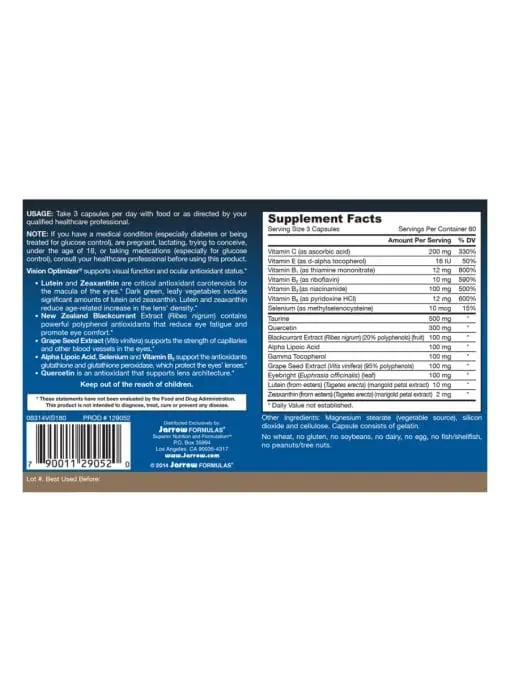 Jarrow Formulas Vision Optimizer -- eye health, vision support - Back
