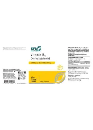 SFI Health Vitamin B12 — Methylcobalamin, Quick Absorbing - Back