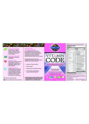 Garden of Life Vitamin Code 50 and Wiser Womens Multi -- womens multivitamin, health support - Back