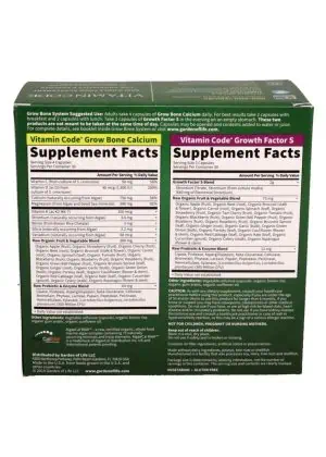 Garden of Life Vitamin Code Grow Bone System -- bone health, calcium supplement - Back