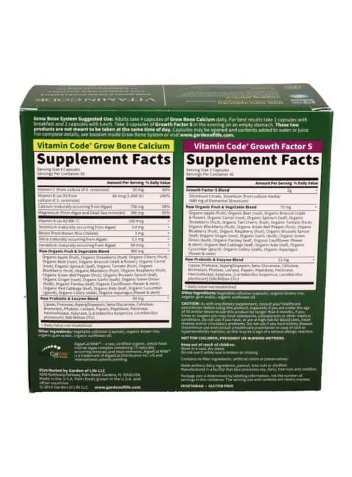 Garden of Life Vitamin Code Grow Bone System -- bone health, calcium supplement - Back