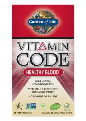 Garden of Life Vitamin Code Healthy Blood — Iron Supplement, Whole Food Nutrients