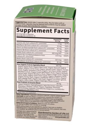 Garden of Life Vitamin Code RAW B-Complex — B-Complex, Whole Food - Back