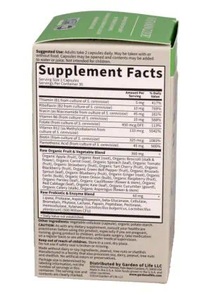 Garden of Life Vitamin Code RAW B-Complex — B-Complex, Whole Food - Back