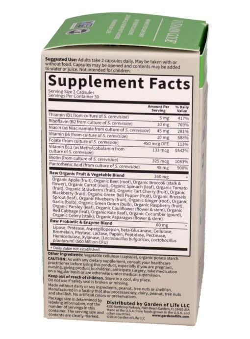 Garden of Life Vitamin Code RAW B-Complex — B-Complex, Whole Food - Back