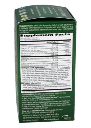 Garden of Life Vitamin Code RAW Calcium — Whole Food Plant Calcium Formula - Back