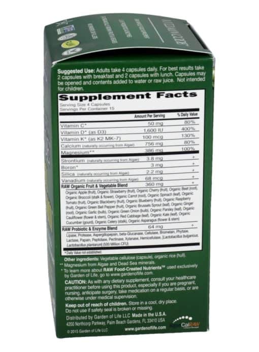 Garden of Life Vitamin Code RAW Calcium — Whole Food Plant Calcium Formula - Back