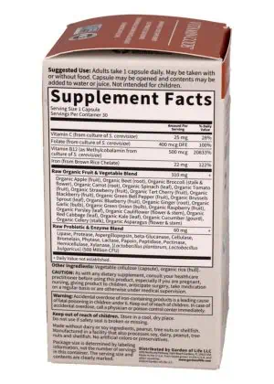 Garden of Life Vitamin Code RAW Iron — whole food iron, immune support - Back