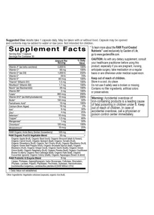 Garden of Life Vitamin Code RAW ONE for Women -- multivitamin for women, whole food nutrients - Back