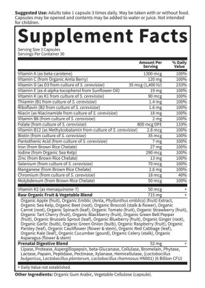 Vitamin Code Raw Prenatal — prenatal vitamins, whole food multivitamin - Back