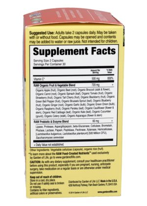 Garden of Life RAW Vitamin C — whole food vitamin C, immune support - Back